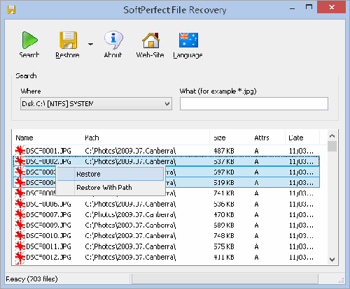SoftPerfect File Recovery　無料